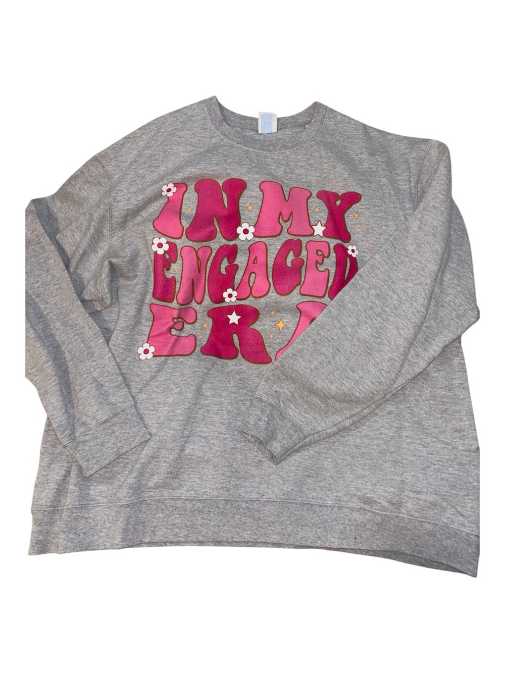 “in my engaged era” light heather gray sweatshirt nwot